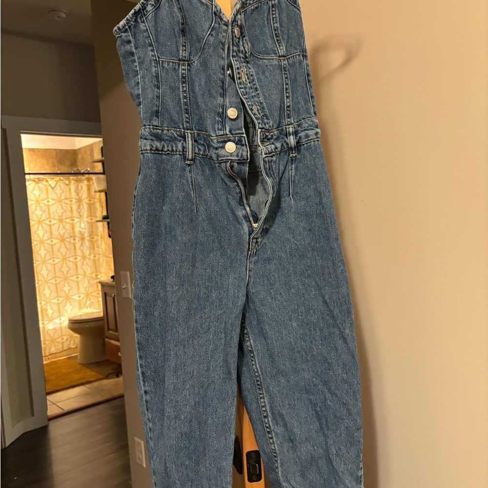 Denim Button-Up Jumpsuit